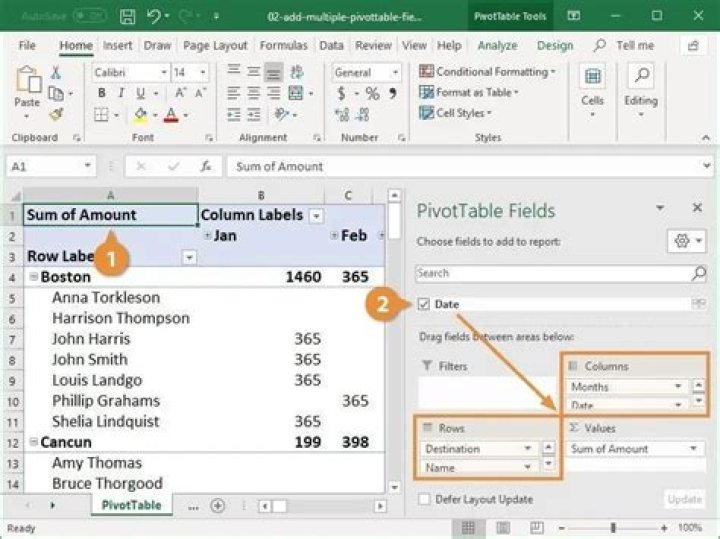 adding the pivot table
