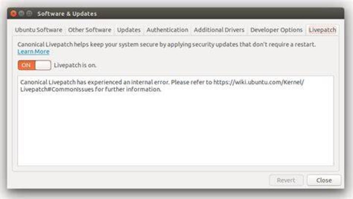 Canonical Livepatch has experienced an internal error. Please refer to for further information.