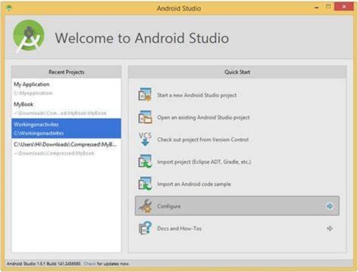 Configure button on Android Studio
