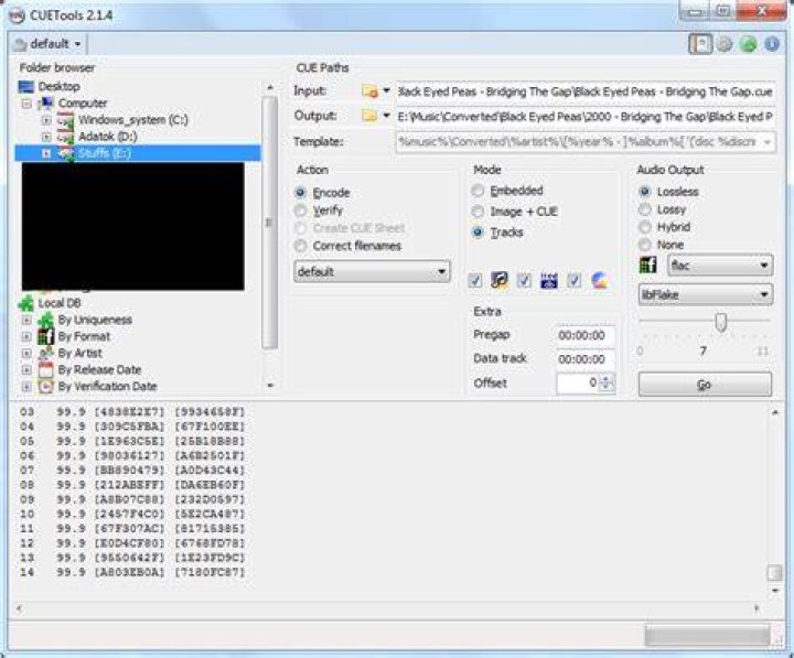 CUETools, Encode, Tracks