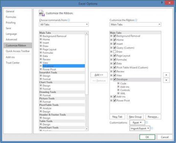Developer tab ComboBox