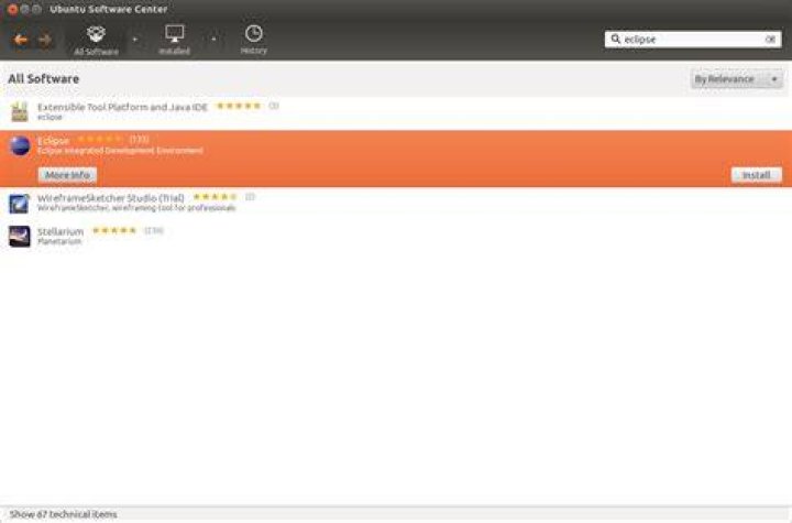 eclipse in software center