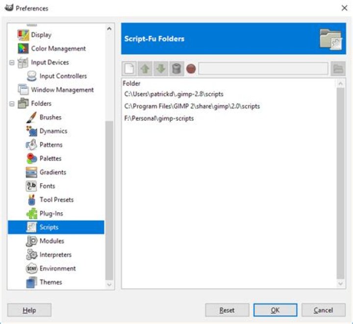 GIMP Preferences dialog