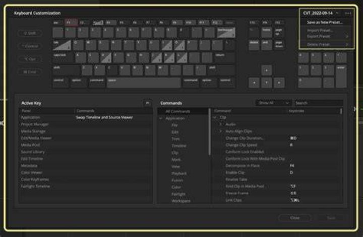 keyboard shortcut set