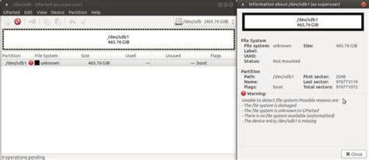 mount error in gparted