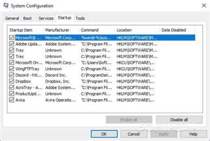 msconfig screenshot