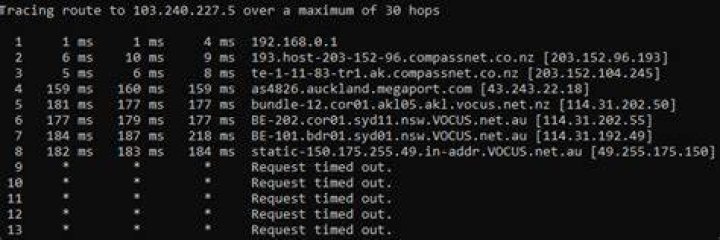 OCE server tracert output