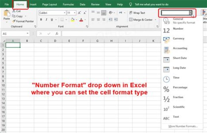 Open the Number Format dropdown