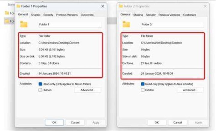 Properties window of a folder with a redacted name. The size of the folder is 379 MB, but the size on disk is 0 bytes.