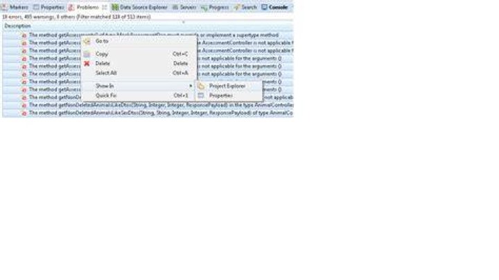 restoring errors to package explorer