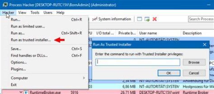 Run as trusted installer