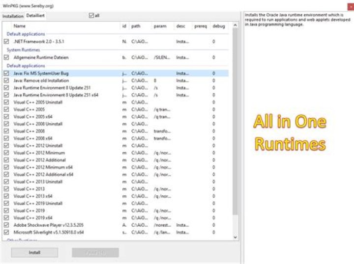 runtimes' folder contents