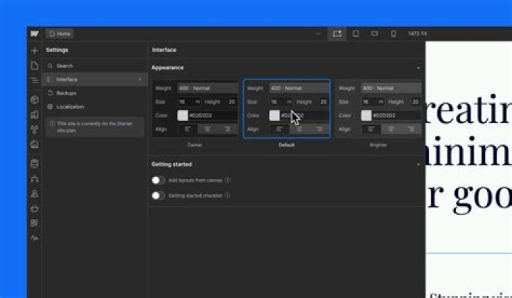 Settings > Appearance dialog