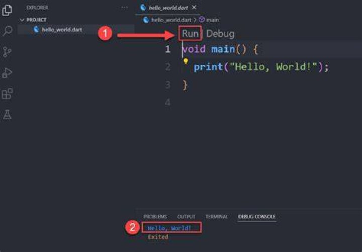 To run dart hello world from VSCODE