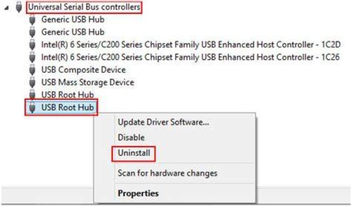 uninstall root hubs