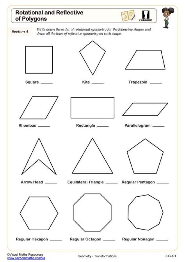 Various irregular polygons higlighting reflex angles