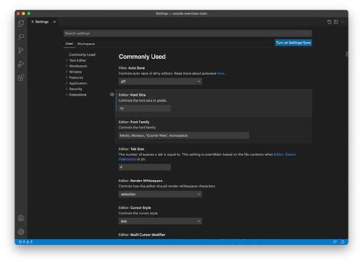 VS Code - Open Settings Command Image