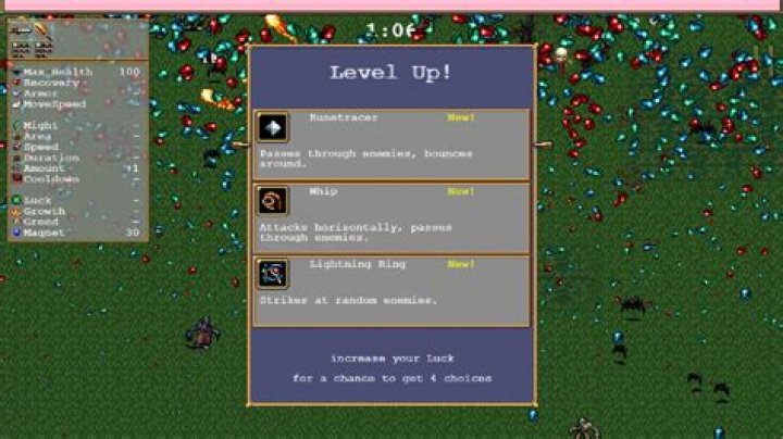 What does luck do in Vampire Survivors?