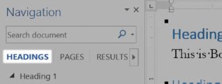 Word 2013 - Navigation sidebar