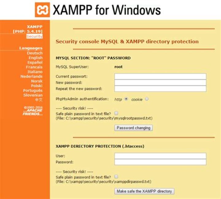 XAMPP Security Page