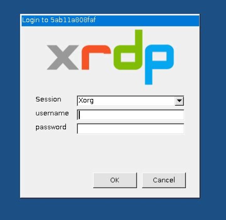 xRDP &ndash; Login screen